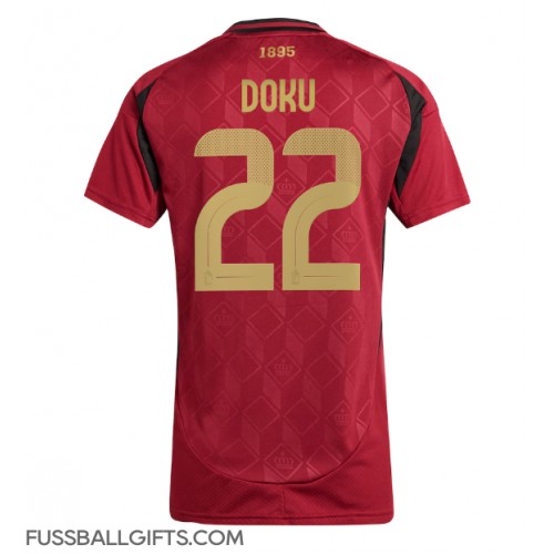 Belgien Jeremy Doku #22 Fußballbekleidung Heimtrikot Damen EM 2024 Kurzarm